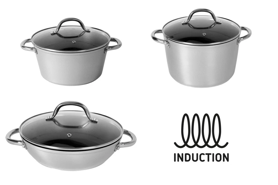 GUSTO CASA Pentola padella casseruola in titanio tegame ad induzione con manici 24 28 cm