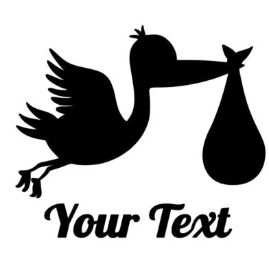 Stork, Baby Shower, Custom Text ,Vinyl Decal,Sticker for Cars,Laptops and more - Image 1 of 2