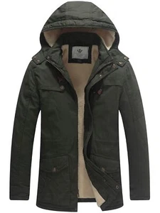 Chaqueta Parka WenVen Para Hombre Invierno Cálida Algodón Ejército Fatiga Abrigo Verde Ejército M - Imagen 1 de 7