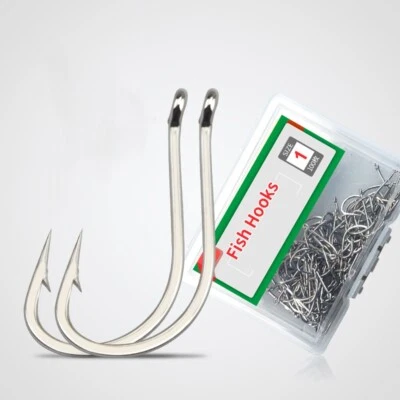 100pcs/box Octopus Fishing Hooks Offset High Carbon Steel Fishhook Size 1#-13# - Image 1 of 4