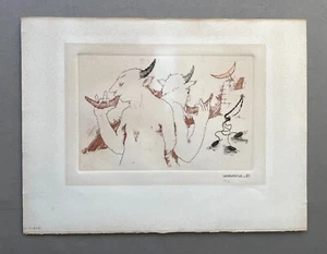 Faunes, Gravure Signée Antoine Casalonga, Numérotée 36/60, Datée 1981, XXe - Imagen 1 de 4