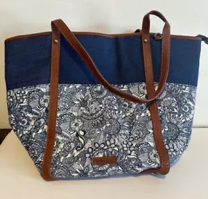 Sakroots Topanga Tote Handtasche Tasche blau Blumen Reißverschluss - Bild 1 von 5