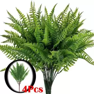 4X Artificial Fake Boston Fern Plants Bushes Artificial Ferns Outdoor Decor US - Picture 1 of 9