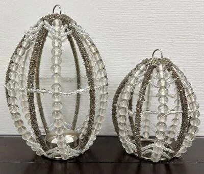 Juego de 2 candelabros sin llama Pottery Barn con cuentas de cristal Foto 1 de 4