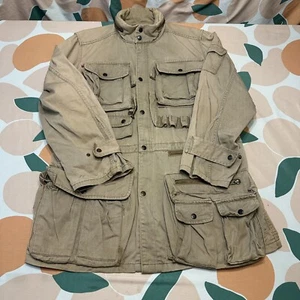 VINTAGE Ralph Lauren Safari Field Jacket Men's Small Khaki Tan Hunting Pockets - Picture 1 of 22