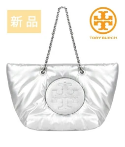 New Unused Tory Burch Metallic Handbag Silver with storage bag - Picture 1 of 20