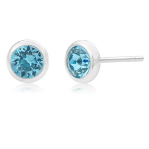 Sterling Silver 5mm Blue Swarovski Crystal Stud Earrings *colours may vary* - Picture 1 of 2