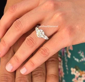 Luxury 3CT Round Cut Moissanite Prong Set Engagement Ring For Her14K White Gold - Picture 1 of 4
