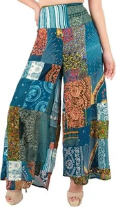 LOFBAZ Women's Patchwork Wide Leg Palazzo Pants Yoga Large, Green - Picture 1 of 5