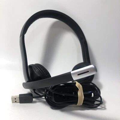 Microsoft Wired USB Headset W Mic Grade A Black Modern Nice Office Zoom - Image 1 of 4