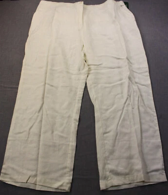 LL BEAN Women White Washable 100% Linen Wide Leg Pants NWT Sz 26 Regular 44 x 30 - Image 1 of 3