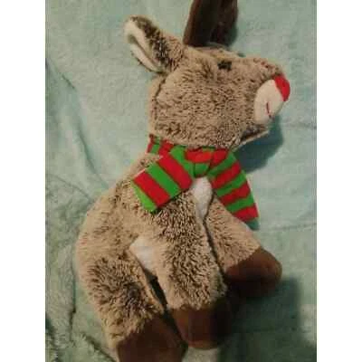 Wild Republic Christmas Plush Reindeer Rudolph 15" Red Nose Red Green Scarf - Image 1 of 4