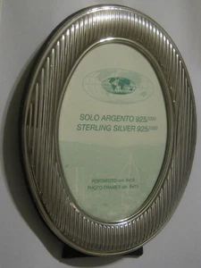 Florence Italy Sterling Silver Table Top 5" Wide by 7" Tall Oval Photo Frame - Picture 1 of 9