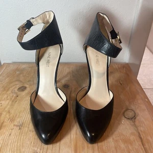New Nine West ankle straps stiletto Mary Jane heels black size 9 Leather - Picture 1 of 9