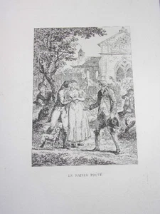 GRAVURE FRAGONARD 1840 / LE BAISER PRETE - Bild 1 von 2