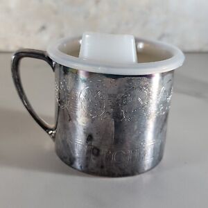 VINTAGE ONEIDA SILVERSMITHS ALPHABET CHILD CUP WITH SIPPER TOP MADE IN USA