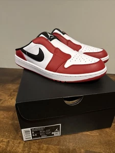 Air Jordan Mule Varsity Red White Black Chicago Slides Golf Shoes Size 8 NEW - Picture 1 of 9