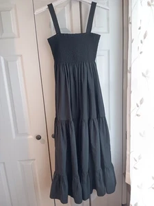 ZARA Vestito Donna XS Nero Smocked Ruffles Gonna Lunga  - Foto 1 di 10