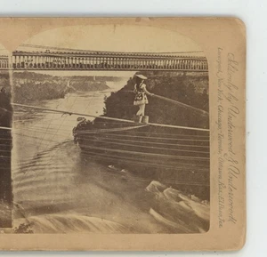 Signorina Maria Spelterini Crossing Niagara Rapids Underwood Stereoansicht - Bild 1 von 2