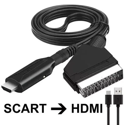 Cavo Adattatore da SCART a HDMI 1m Convertitore Convertitore Full HD Video Audio - Immagine 1 di 4