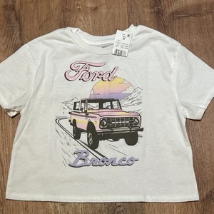 Ford bronco Classic Graphic White Cropped T-shirt Children's Kids Sz M NWT - Picture 1 of 4
