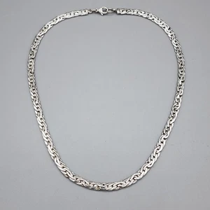 Bijoux GL Sterling Silver 925 Byzantine 16.5" 6mm Chain Necklace Gift Box - Picture 1 of 6