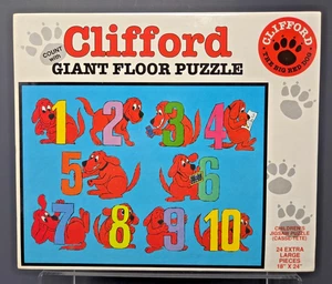 Vintage 1992 Clifford The Big Red Dog Numbers Giant Floor Puzzle 24 XL Pcs NOS - Picture 1 of 4