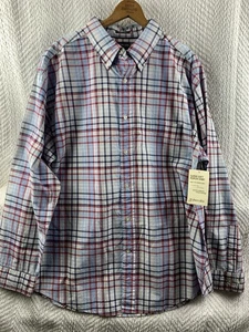 St. Johns Bay Gr. Herren XL kariert Knopfleiste LS superweiche Popeline rot weiß blau Neu mit Etikett - Bild 1 von 9