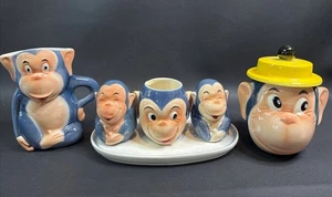 Goebel W. Germany Happy Chimp Lot Cream Sugar Salt Pepper Mustard READ - Picture 1 of 24