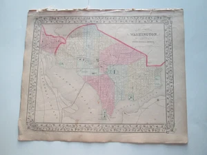ONE (1) 1867/1870 MITCHELL  ATLAS MAP, "PLAN of WASHINGTON D.C." - Picture 1 of 3