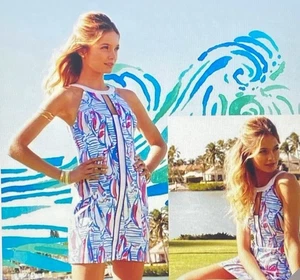 Lilly Pulitzer Pearl Resort weiß rot rechts Rücklauf Segelboot Neckholder Kleid Gr. 4 - Bild 1 von 9