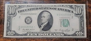 1950 A Ten Dollar Bill $10 Federal Reserve Note STAR NOTE * Better Grade (#258) - Picture 1 of 2