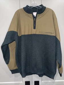 Filson Guide Sweater Mens XL Tin Cloth Wool 1/4 Zip Dark Green Pullover - Picture 1 of 8