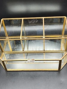 DELUXE Organizzatore da scrivania o trucco per vanity in ottone in vetro - Foto 1 di 11