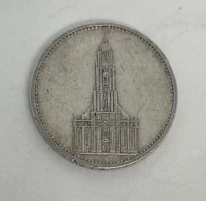 1934 A German 5 Reichsmark Coin,  Third Reich, Potsdam Garrison Church and Eagle - Picture 1 of 4