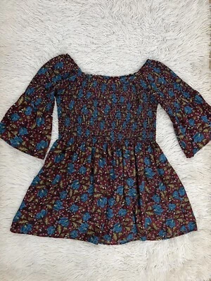 Easel Floral Peasant Top Baby Doll SZ M Stretch Off Shoulder Cottagecore Boho - Image 1 of 4