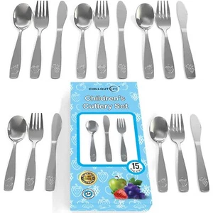 15 Piece Stainless Steel Kids Silverware Set - Child and Toddler Safe Flatwar... - Picture 1 of 8