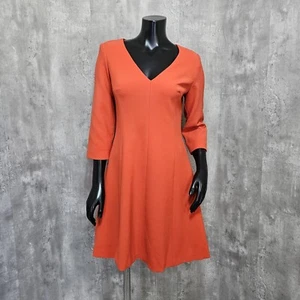Trina Turk Womens 4 Red Orange Nat Colette Double Luxe 3/4 Sleeve Dress - Picture 1 of 9