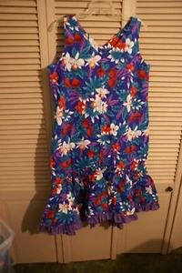 Vintage Made In Hawaii Dress Blue w/Red & White Flowers Size L NWOT - Picture 1 of 4