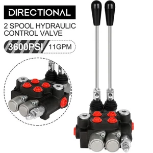 2 Spool 11 GPM Hydraulic Directional Control Valve 3600 PSI Adjustable Pressure - Picture 1 of 12