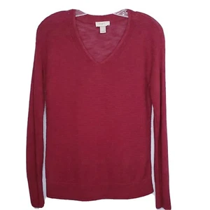Loft leichter Pullover V-Ausschnitt weinrot Strukturstrick Gr. Small - Bild 1 von 7