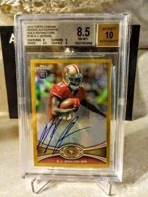 A.J. Jenkins 2012 Topps Chrome Gold Rookie Autographs Refractor Auto 4/10 49ers - Image 1 of 3