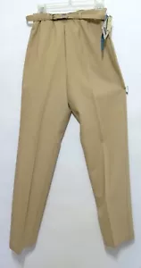 Pantalón Retro Mod Vintage Años 70 Cintura Alta Cinturón Caqui Poliéster Nuevo de Lote Antiguo M L - Imagen 1 de 5