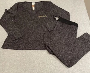 Victoria's Secret Rosa Acogedora Camisa para Dormir + Joggers PJ Set Gris XL - Imagen 1 de 9
