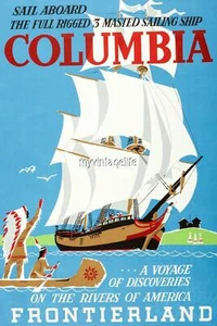 FRONTIERLAND COLUMBIA  2" x 3" Fridge MAGNET POSTER ART DISNEY - Picture 1 of 3