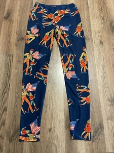 LuLaRoe Pants, Women's One Size, Blue, Leggings, Pull On, Patriotic America - Picture 1 of 9