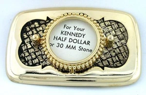 30mm Cabochon Half Dollar Gold Plated Goldplated Weave Belt Buckle Mounting - Picture 1 of 2