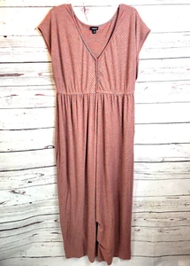 Torrid Orange Gray Striped V-Neck Braided Short Sleeve Maxi Dress Women's Sz 3X - Picture 1 of 9