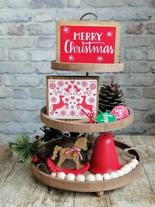 Juego de decoración navideña. Mini carteles navideños de madera. Esperanza y alegría. - Imagen 1 de 14