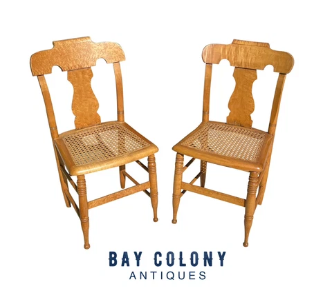 PAIR OF FEDERAL BIRD'S EYE MAPLE NEW YORK SIDE CHAIRS SIGNED S. ELY - CIRCA 1830 Cover